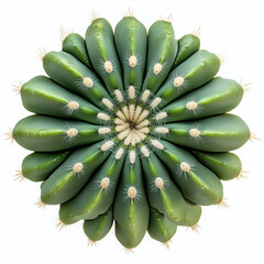 Pilosocereus top view, white background, photorealistic Pilosocereus plant