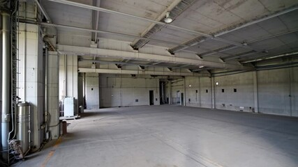 Empty industrial warehouse interior. AI. - Powered by Adobe