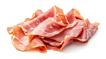 Obraz premium Sliced ham isolated on white background top