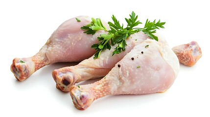 Raw chicken legs isolated on white background