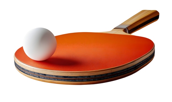 Table Tennis Racket and Ball Isolated on Transparent Background.