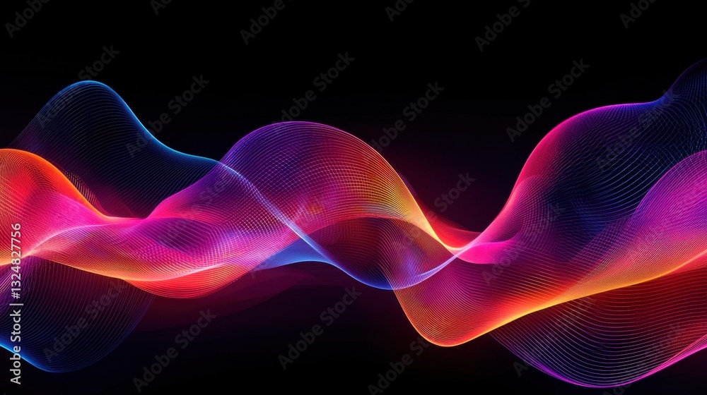 Poster vibrant waves of color intertwine against a dark backdrop, creating a mesmerizing digital design. th