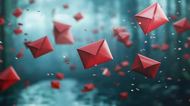 many mail box paper red air fly dream atmosphere ai generated video concept