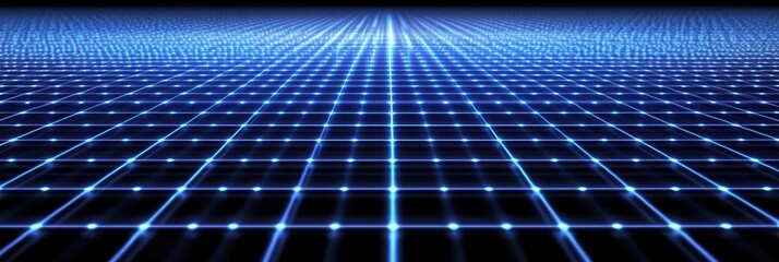 Futuristic grid with holographic effects creates a high-tech digital interface feel for innovative projects and presentations