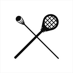 Black Lacrosse Stick Icon Sports Silhouette Vector
