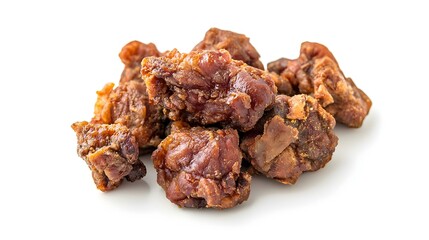 Fried and Crispy Chicken Gizzards on a White
