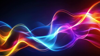 Fototapeta premium Colorful waves in shades of blue, pink, orange, and purple blend seamlessly in a captivating display, evoking a sense of energy and tranquility at twilight