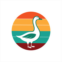  Classic Goose Silhouette on Retro Background Vector