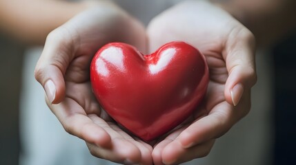 Obraz premium Heart in Hands: A symbol of care, love, and protection. A gesture of giving and emotional support.