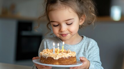 Joyful Toddler Celebrating Birthday With Cake and Candles at Home