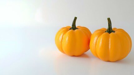 Obraz premium Two small orange pumpkins on white background