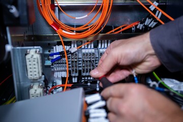 assembly of electrical cabinet components, installation of components in production, hands on site main plan