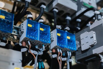 electrical cabinet with fuses, parts and components of electrical systems