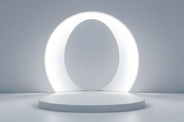 Minimalist 3D Showcase Of Circular Platform With Halo Effect