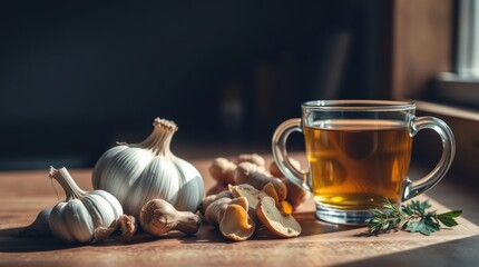 Invigorating ginger and garlic tea offers a natural approach to wellness with immune-boosting properties.