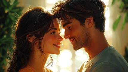 A couple exchanging thoughtful words and hugs, symbolizing love and kindness