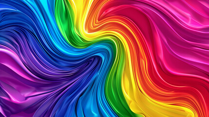 Vibrant Rainbow Fluid Shapes with Smooth Glossy Textures and Abstract Flow