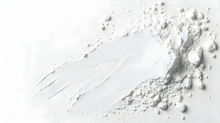 Close Up Of White Powder Smear With Rough Texture Against White Background
