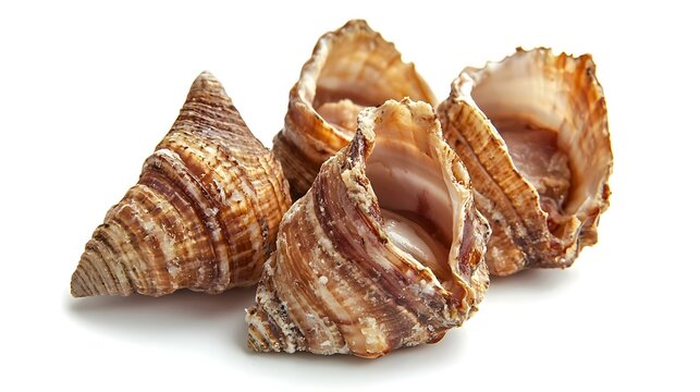 common whelk meat lies on a white background