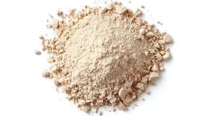 Top view of an integral rye flour pile isolated