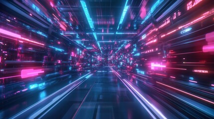 Cyberpunk Neon Tunnel: A Digital Journey Through Futuristic Lights