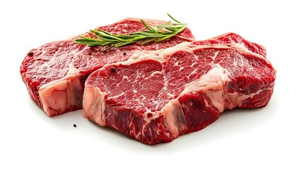 Raw steaks isolated on white background