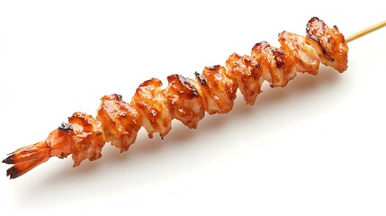 roasted peeled prawn with skewer isolated
