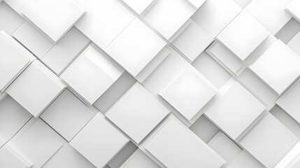 Fototapeta premium Seamless 3D Abstract White Geometric Pattern with Overlapping Squares