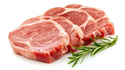 Raw pork ham meat isolated on white background