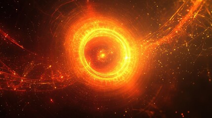 Obraz premium Fiery Cosmic Ring: Abstract Nebula in Orange and Red Hues
