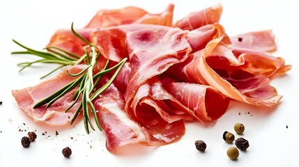 prosciutto on white background
