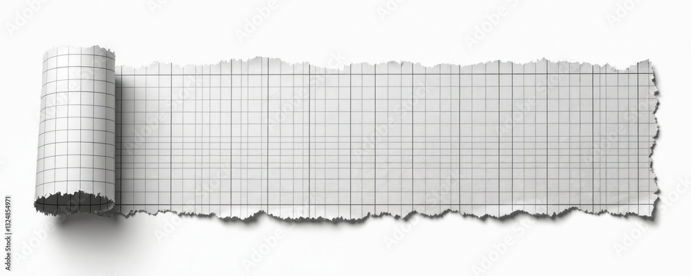 Poster ripped checkered paper with torn edges on transparent png background. crumpled sheet. scrapbook page