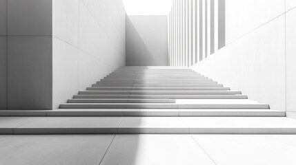 Minimalist white building with open entrance and lone tree, black and white modern architecture