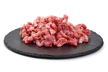 Fresh Minced Meat Isolated on White Background.