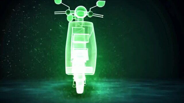 motorcycle electric delivery vehicle low poly wireframe ai generated video concept
