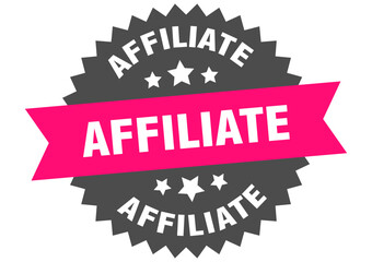 affiliate. affiliate round pink label isolated on transparent background
