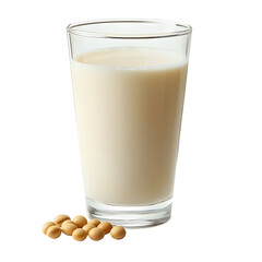 Fresh glass of milk on a transparent background, perfect for a nutritious breakfast or a satisfying snack, glass of milk and soy bean on transparent background