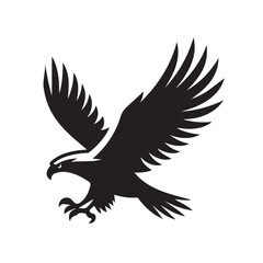 Flying Eagle Silhouette – Bold Black Vector Logo

