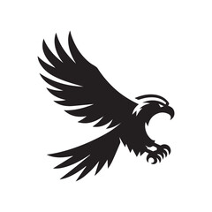 Flying Eagle Silhouette – Bold Black Vector Logo


