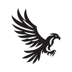 Flying Eagle Silhouette – Bold Black Vector Logo

