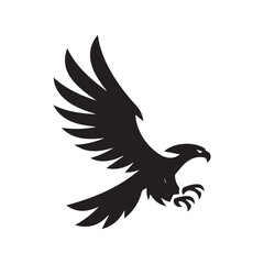 Flying Eagle Silhouette – Bold Black Vector Logo


