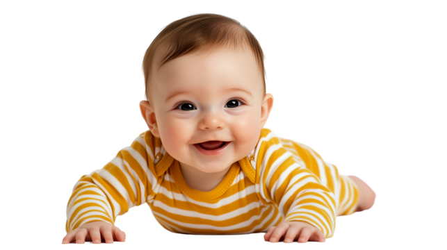 Smiling Baby Playing with Colorful Wooden Abacus Isolated on Transparent Background