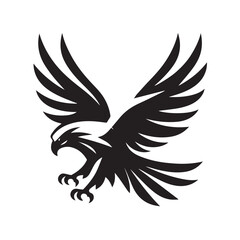 Flying Eagle Silhouette – Bold Black Vector Logo


