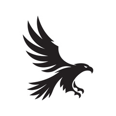 Flying Eagle Silhouette – Bold Black Vector Logo

