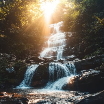 Sunny waterfall display