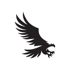 Flying Eagle Silhouette – Bold Black Vector Logo

