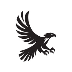 Flying Eagle Silhouette – Bold Black Vector Logo

