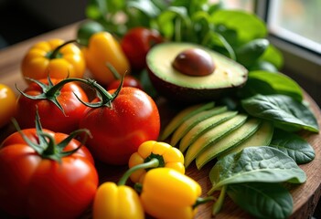 colorful ingredients artfully arranged striking textures showcasing freshness variety, arrangement, food, vegetable, fruit, spice, herb, delicious