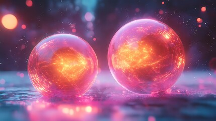 Vibrant Glowing Cells in Abstract Background, A close-up view of vibrant, glowing cells with intricate, branching structures in a colorful, abstract background