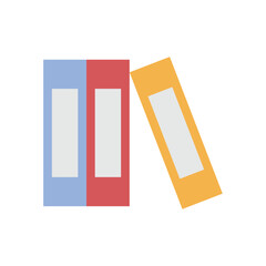 Flat vector illustration of three colorful office file folders or binders standing in a row representing organization and documentation
